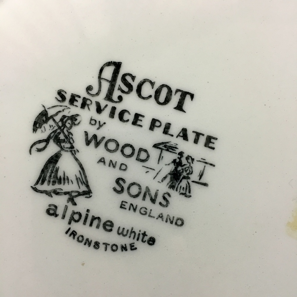Vtg IRONSTONE Plate Ascot England Wood & Sons - Picture 5 of 8